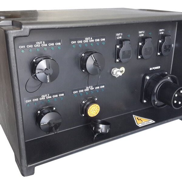 ALEXTEK PBOX 63A. C64H38. IN 63A. OUT: 4xSSX19, 3xSCH, LCD