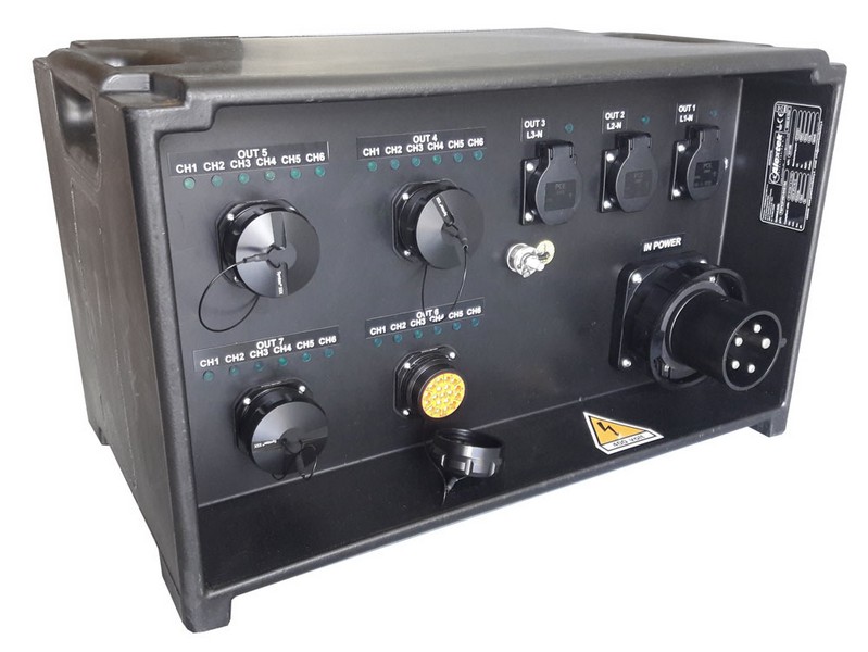 ALEXTEK PBOX 63A. C64H38. IN 63A. OUT: 4xSSX19, 3xSCH, LCD